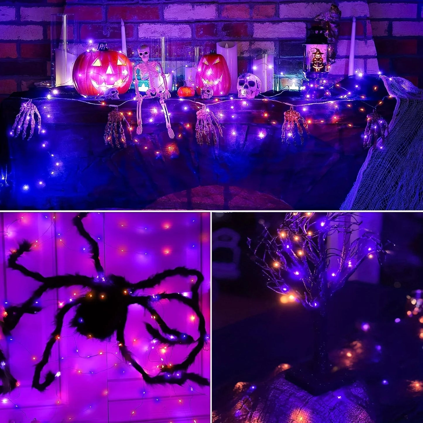 Purple & Orange Solar Halloween Lights – Spooky Yard Decor for Haunted Houses, Ghosts, Trick-or-Treat & Halloween Parades