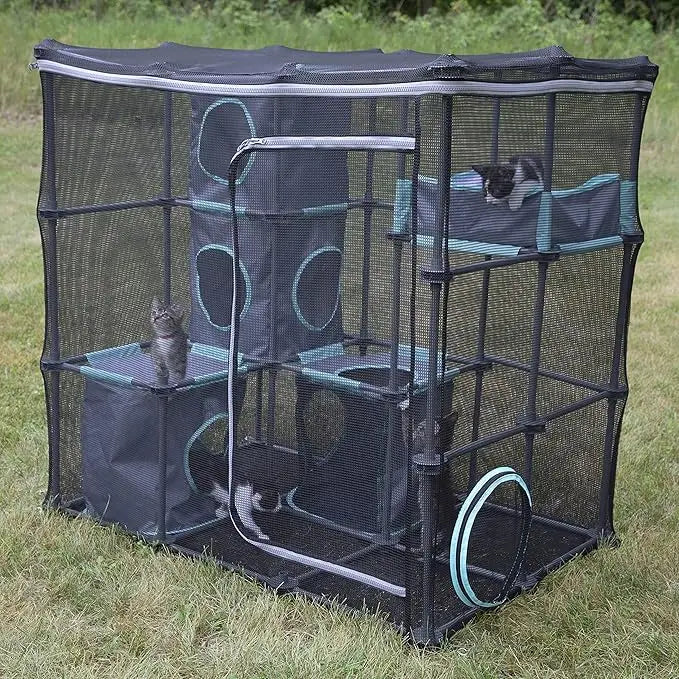 Outdoor Catio Furniture Mega Play Kit – Weather-Resistant Cat Climbing & Lounging Activity Center for Safe Enclosed Outdoor Fun