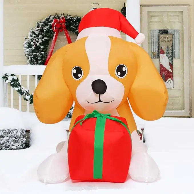 GOOSH 5FT Christmas Inflatable Dog Outdoor Decoration with Built-in LED Lights
