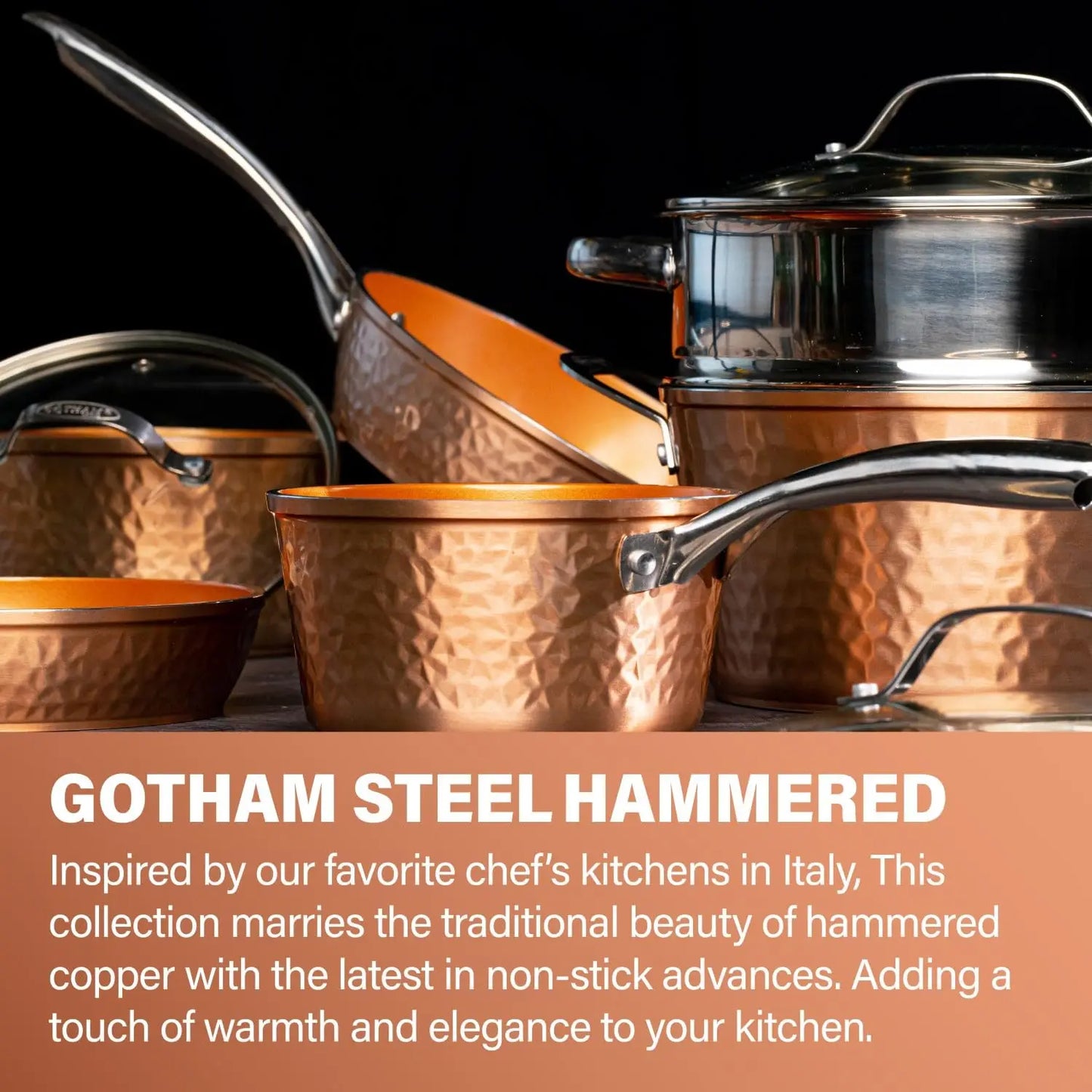 15-Piece Ceramic Nonstick Cookware Set – Deep Copper Pots & Pans with Bakeware and Fry Pan, PFOA & PFOS-Free, Non-Toxic Kitchen Cooking Set