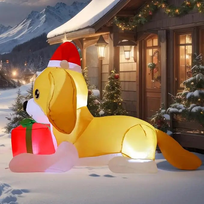 GOOSH 5FT Christmas Inflatable Dog Outdoor Decoration with Built-in LED Lights