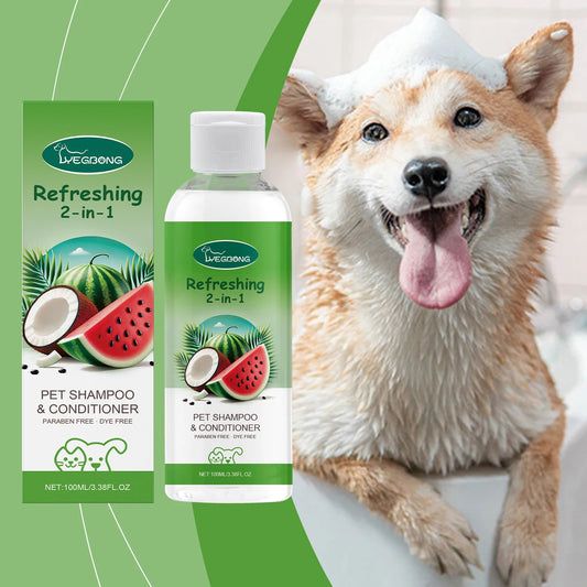 Yegbong 2-in-1 Pet Shampoo & Conditioner – Refreshing Watermelon Scent, 100ml | Smooth Fur, Relieve Itching & Clean Skin