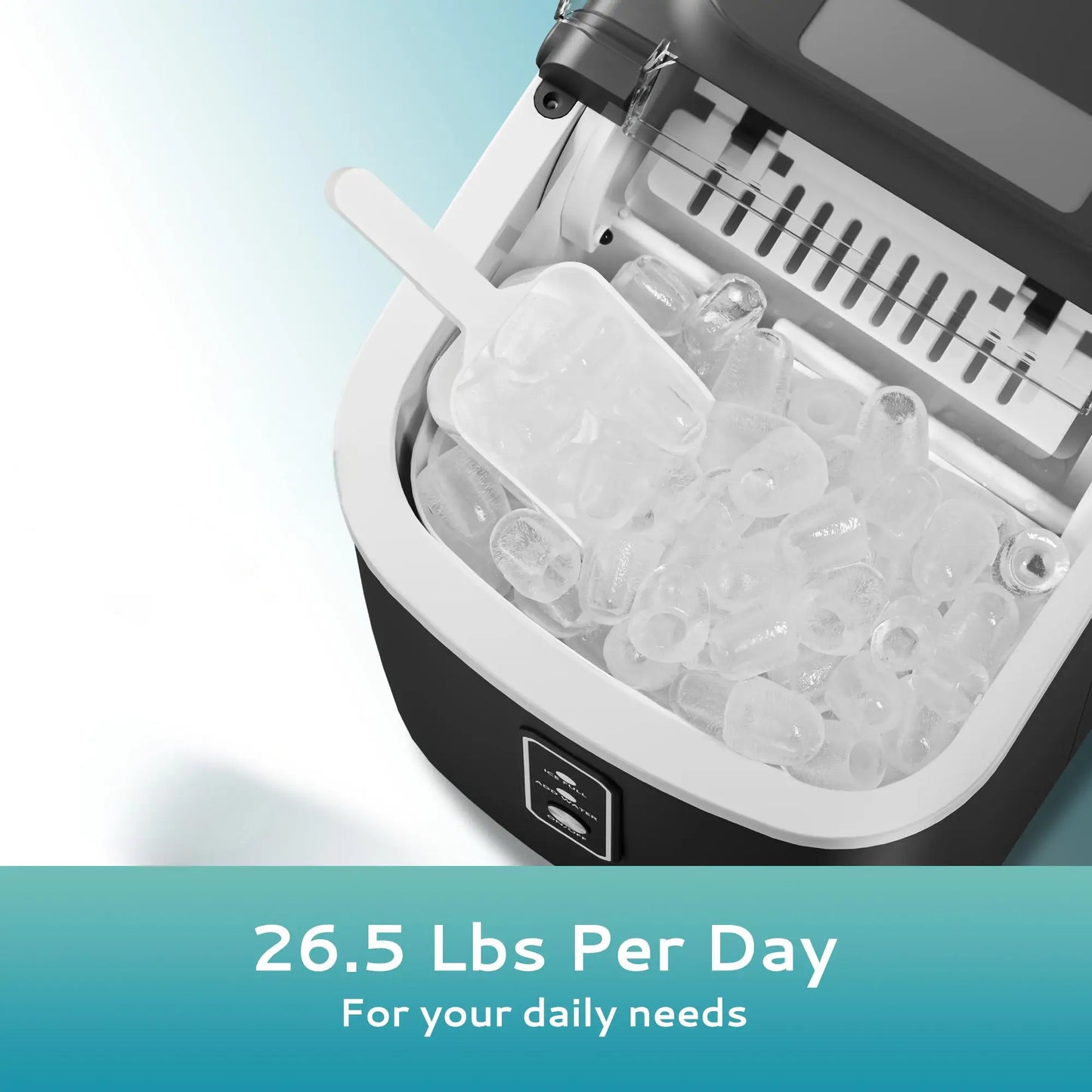 ICYGLEE Portable Ice Maker Machine – 9 Ice Cubes in 6 Minutes, 26.5 lbs/Day, Auto-Cleaning Countertop Ice Machine for Home, Kitchen, Camping & Parties