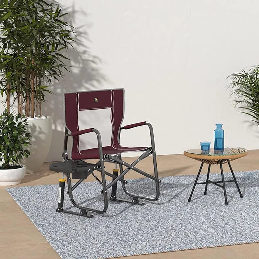 GCI OUTDOOR Freestyle Rocker XL with Side Table – Portable Folding Rocking Camping Chair with Solid Frame