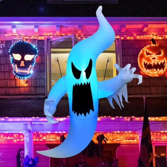 Goosh 6FT Spooky Blue Ghost Halloween Inflatable – LED Lighted Window Decor