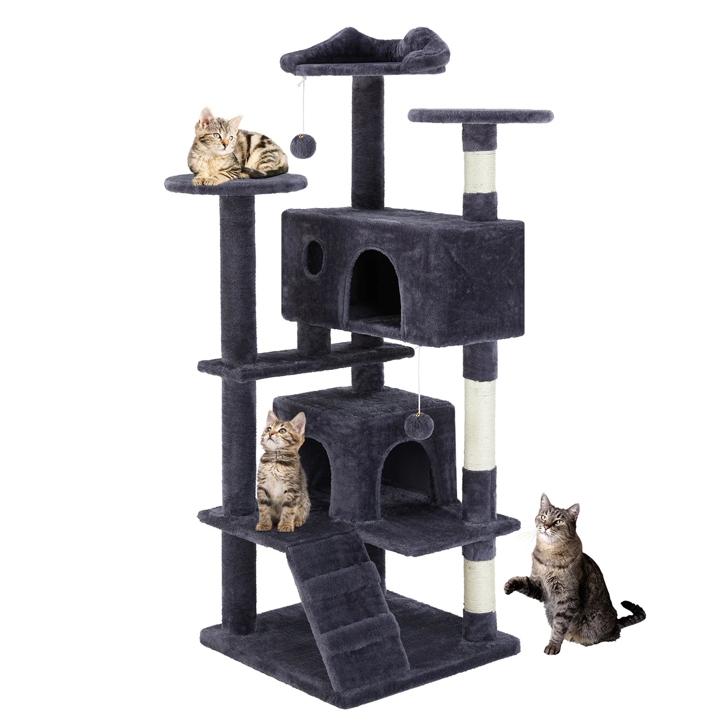 JHK 54” Tall Multi-Level Cat Tree Tower – Indoor Cat Playground with Sisal Scratching Posts, Cozy Condo, Perches & Sturdy Base