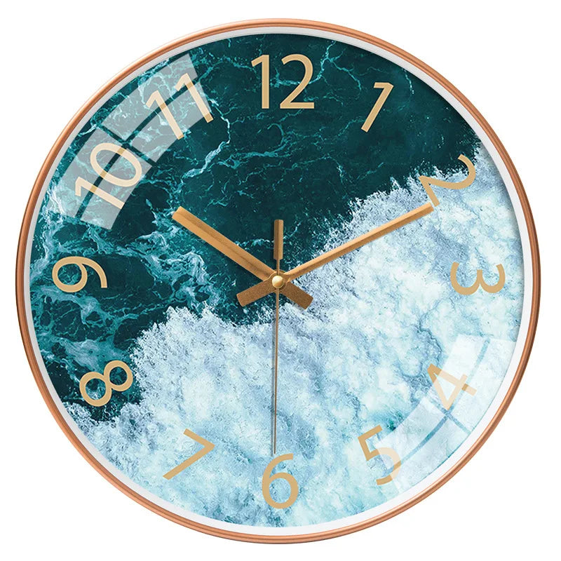 Large Nordic Glass Wall Clock With Beach Scene