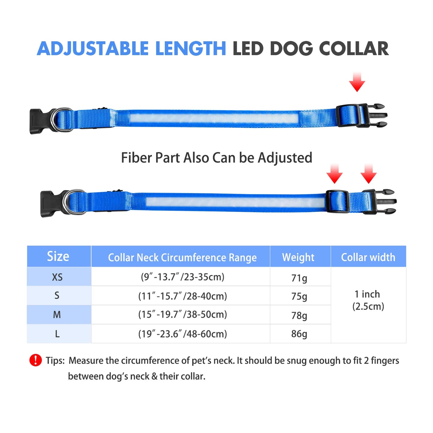 Waterproof, Luminous, Glow-in-the-Dark Collar for Nighttime Pet Visibility
