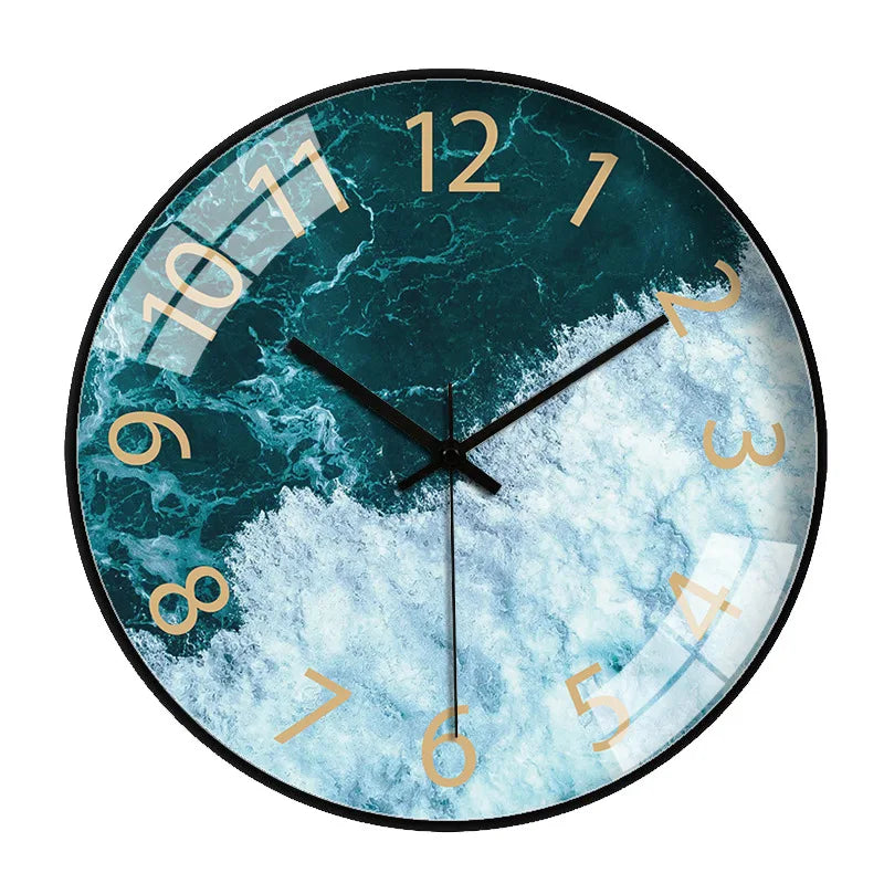 Large Nordic Glass Wall Clock With Beach Scene