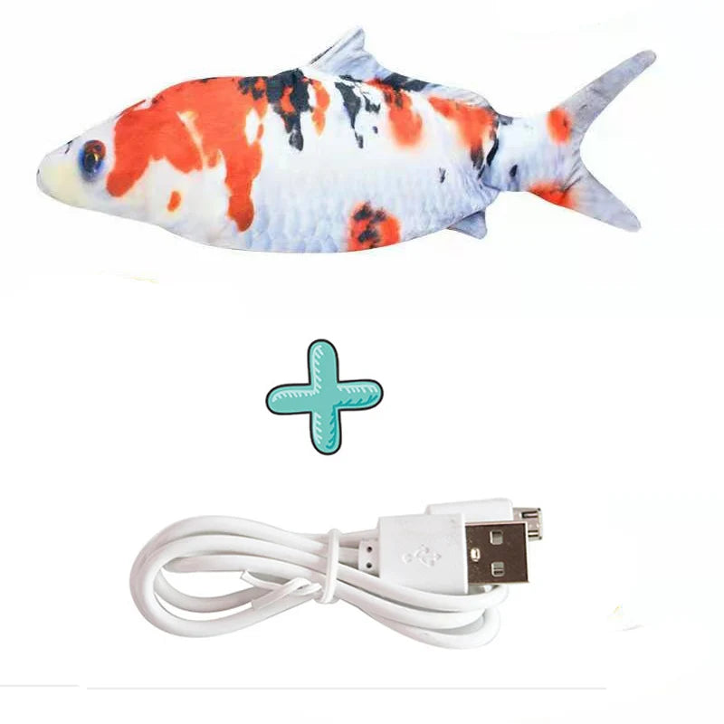 USB Rechargeable Floppy Fish Cat Toy – Realistic 3D Electric Kicker with Motion Sensor, Catnip & Sound – Interactive Chew Toy for Cats and Small Dogs