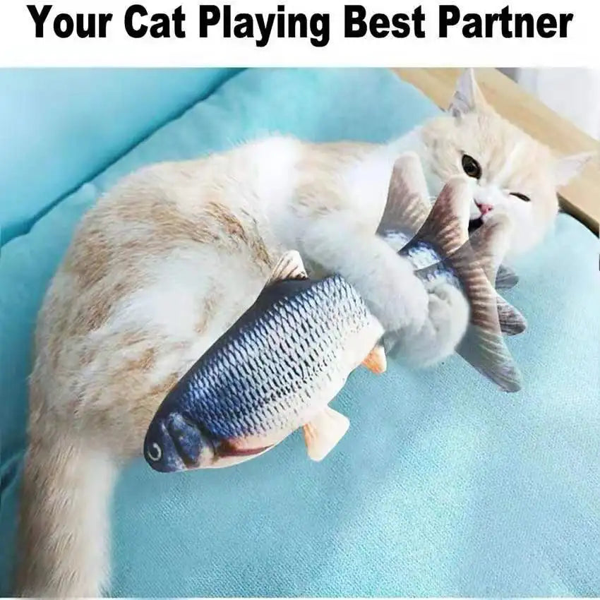 USB Rechargeable Floppy Fish Cat Toy – Realistic 3D Electric Kicker with Motion Sensor, Catnip & Sound – Interactive Chew Toy for Cats and Small Dogs