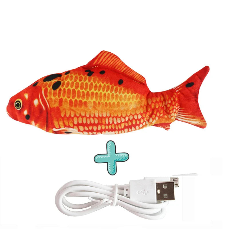 USB Rechargeable Floppy Fish Cat Toy – Realistic 3D Electric Kicker with Motion Sensor, Catnip & Sound – Interactive Chew Toy for Cats and Small Dogs