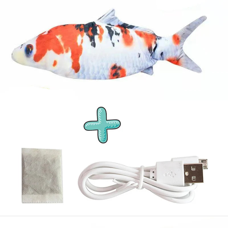 USB Rechargeable Floppy Fish Cat Toy – Realistic 3D Electric Kicker with Motion Sensor, Catnip & Sound – Interactive Chew Toy for Cats and Small Dogs