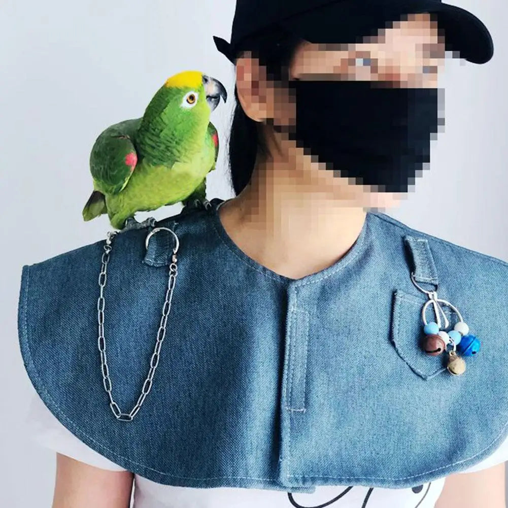 Pet Bird Anti-Scratch Shoulder Protector with Hanging Anklet Toys – Bird Diaper Shawl for Small to Medium Parakeets, Parrots, and Cockatiels