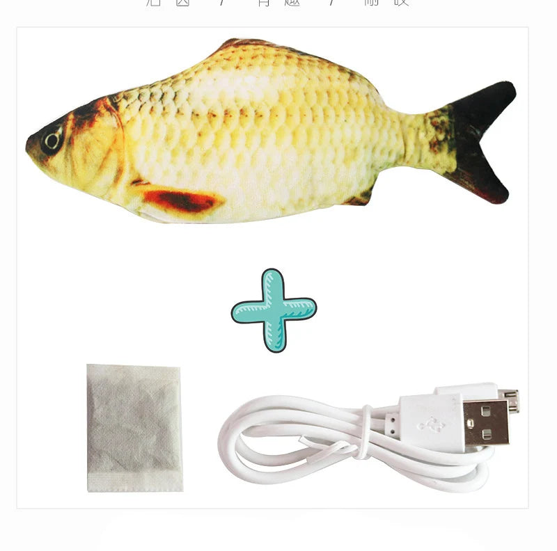 USB Rechargeable Floppy Fish Cat Toy – Realistic 3D Electric Kicker with Motion Sensor, Catnip & Sound – Interactive Chew Toy for Cats and Small Dogs