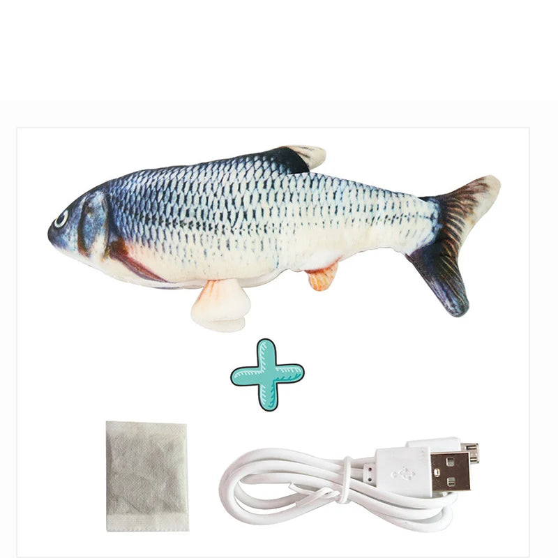 USB Rechargeable Floppy Fish Cat Toy – Realistic 3D Electric Kicker with Motion Sensor, Catnip & Sound – Interactive Chew Toy for Cats and Small Dogs