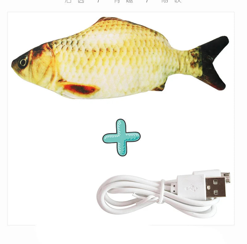 USB Rechargeable Floppy Fish Cat Toy – Realistic 3D Electric Kicker with Motion Sensor, Catnip & Sound – Interactive Chew Toy for Cats and Small Dogs