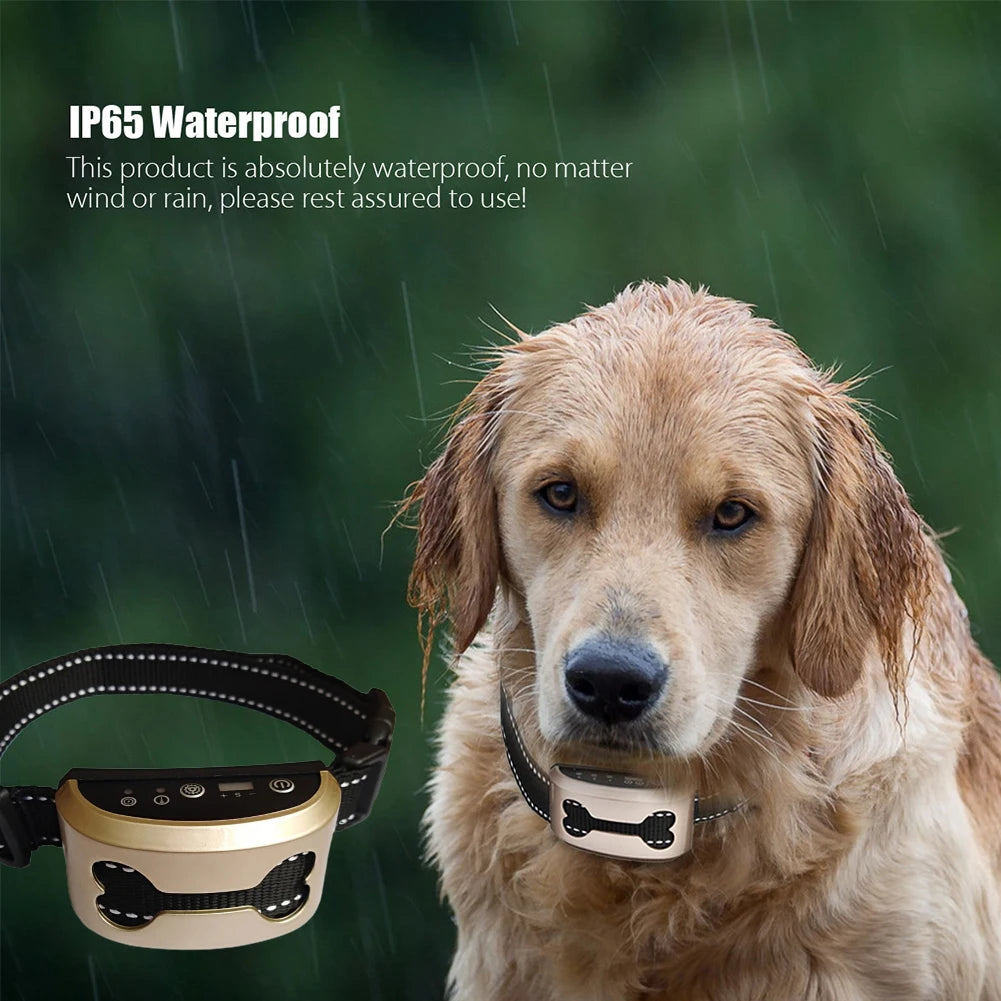 Rechargeable Waterproof Anti-Bark Collar for Dogs – Humane Ultrasonic & Shock Stop Device – USB Electric Safe Bark Control Guard