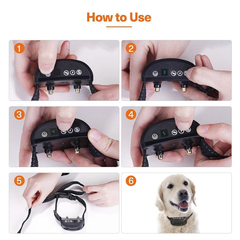 Rechargeable Waterproof Anti-Bark Collar for Dogs – Humane Ultrasonic & Shock Stop Device – USB Electric Safe Bark Control Guard