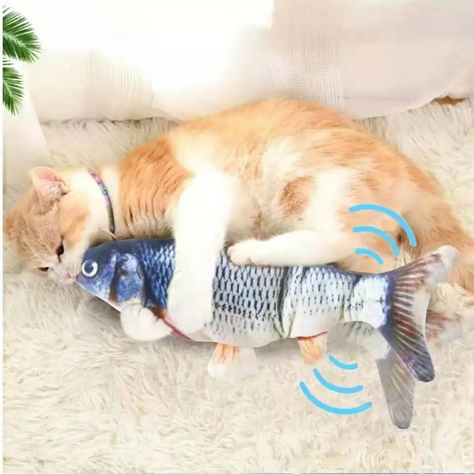 USB Rechargeable Floppy Fish Cat Toy – Realistic 3D Electric Kicker with Motion Sensor, Catnip & Sound – Interactive Chew Toy for Cats and Small Dogs