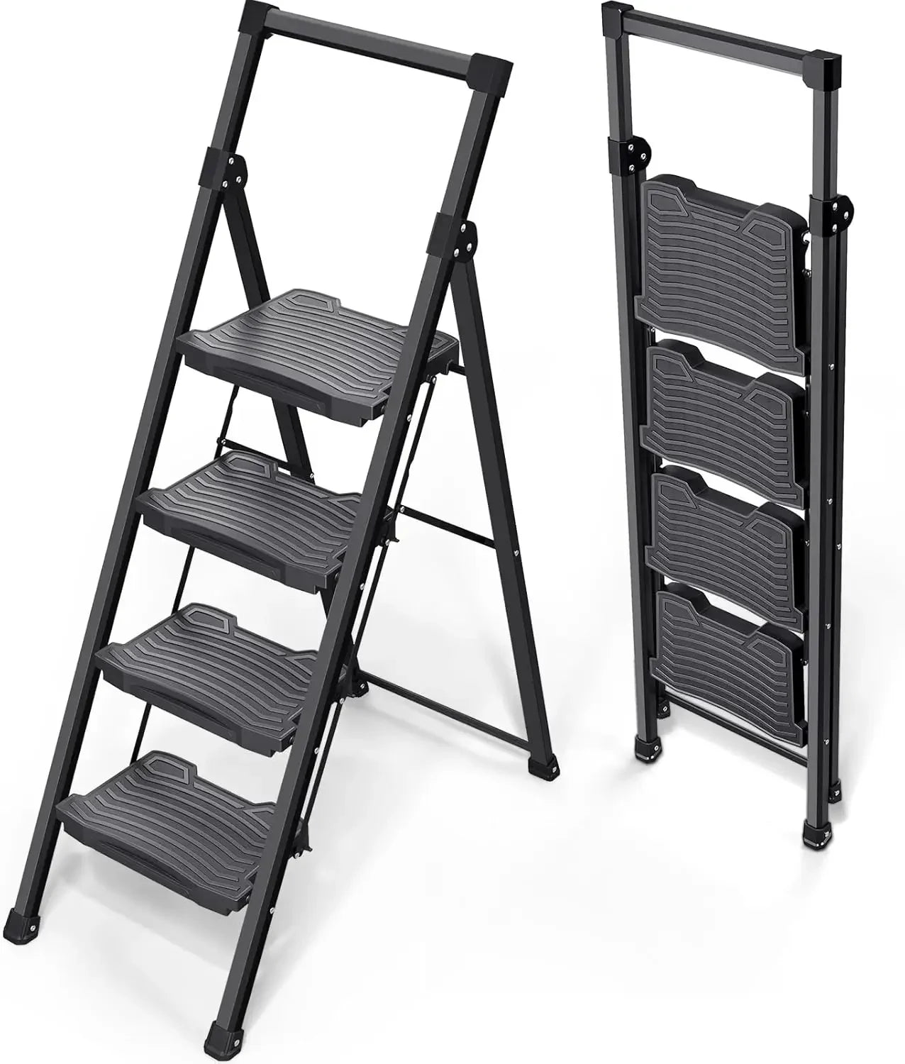 Step Ladder Folding – Heavy-Duty 900lbs Capacity with Anti-Slip Wide Pedals & Handrails, Lightweight Household Ladder, Certified for Safety