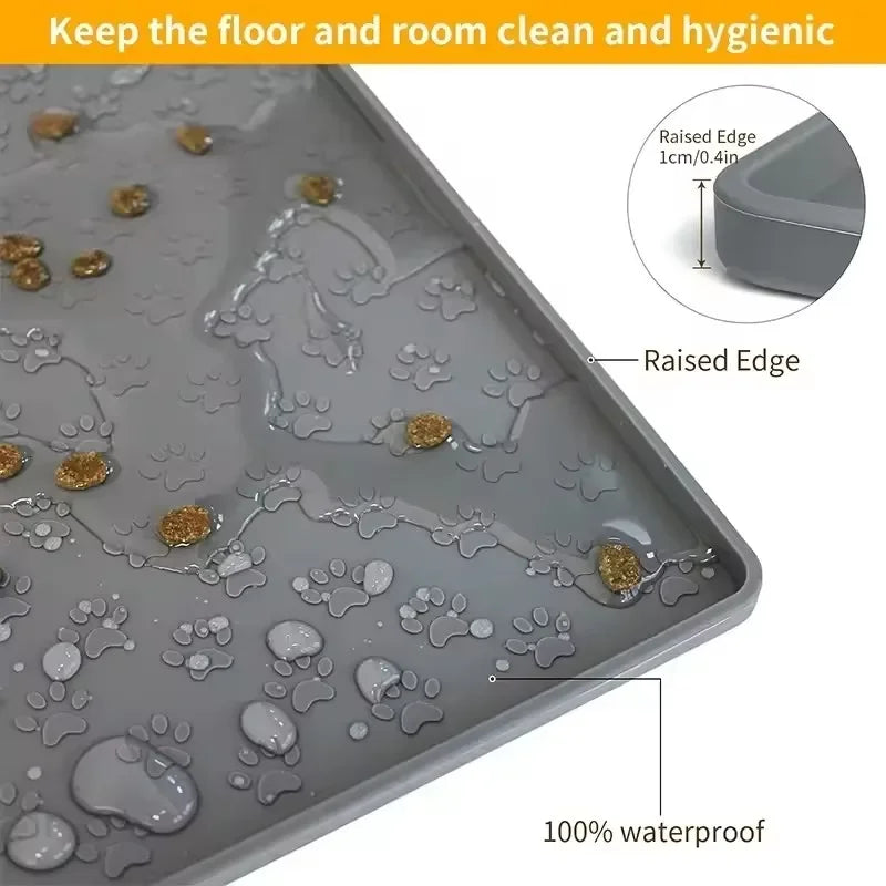 Silicone Waterproof Pet Feeding Mat – Non-Slip Cat & Dog Food Bowl Placemat for Water and Food Spills
