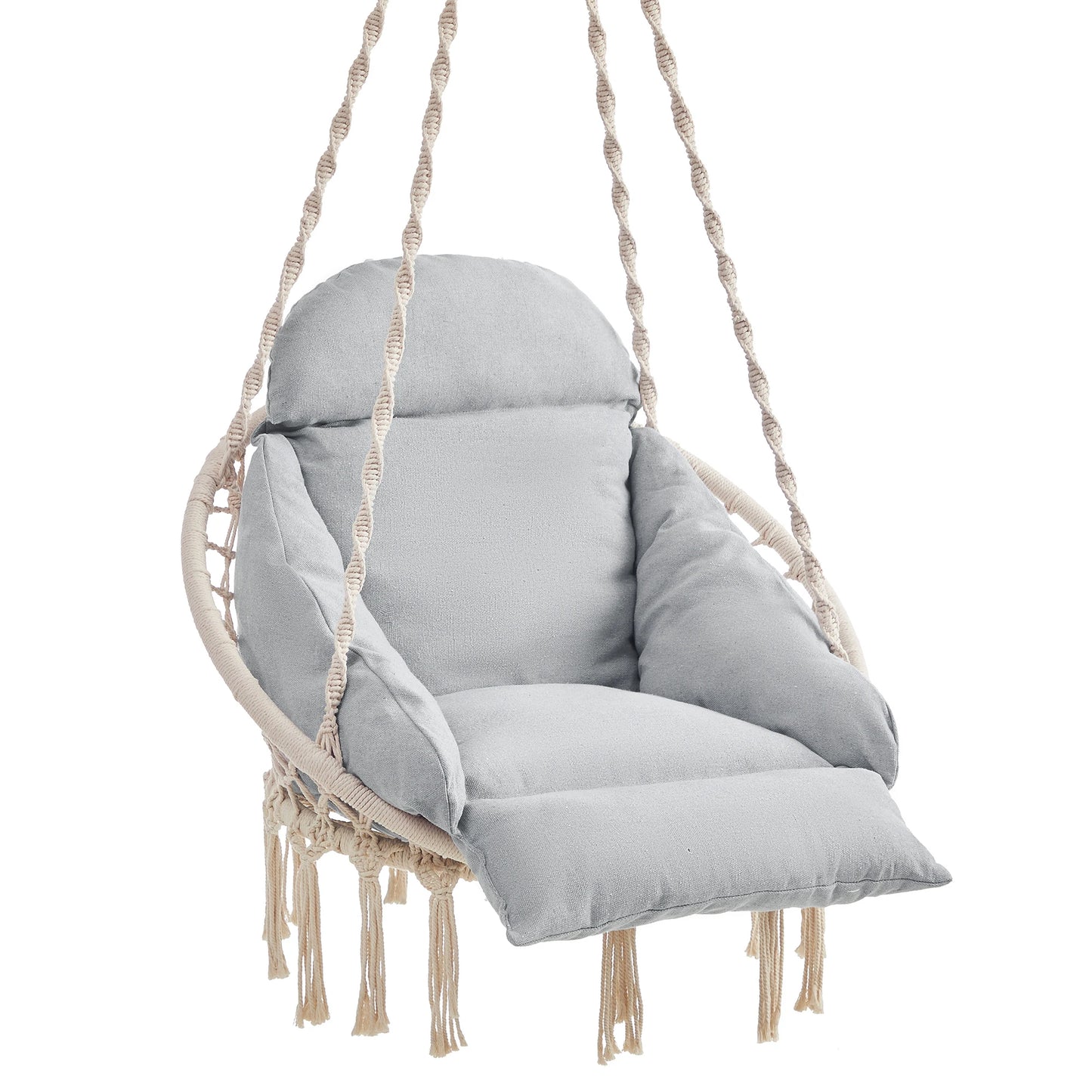 SONGMICS Hanging Chair – Boho Hammock Chair with Large Thick Cushion for Bedroom, Patio, Balcony & Garden