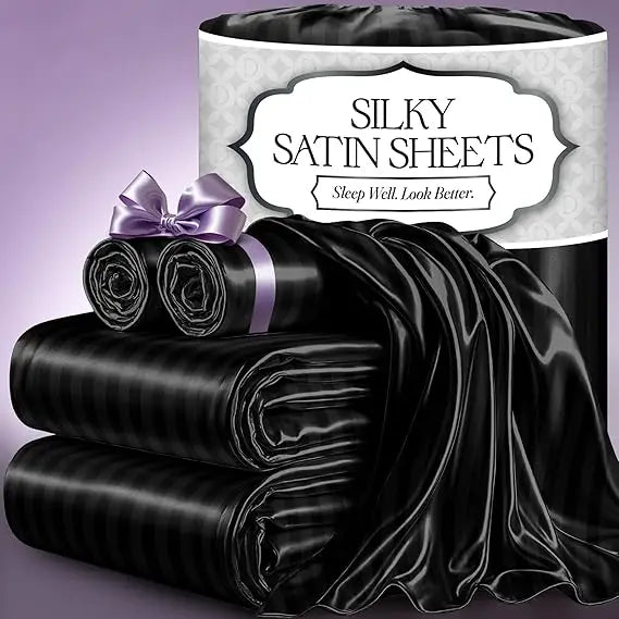 Satin Bed Sheets – 4-Piece Luxury Silky King Size Bedding Set, Softer Than Silk, Wrinkle-Free with 15” Deep Pocket Fitted Sheet