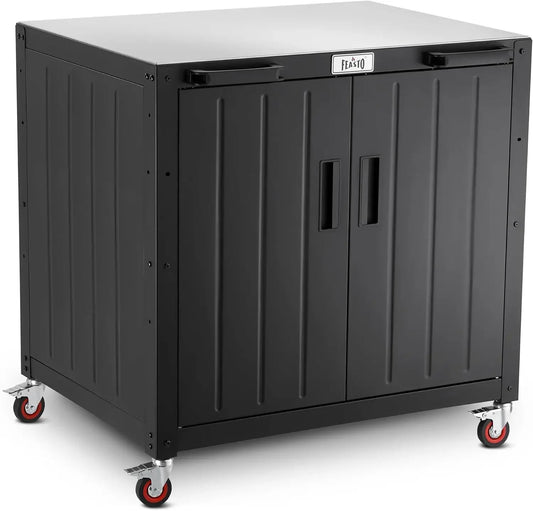 Grill Table & Outdoor Bar Cart – Modular Outdoor Kitchen Island with Storage Cabinet and Grill Station