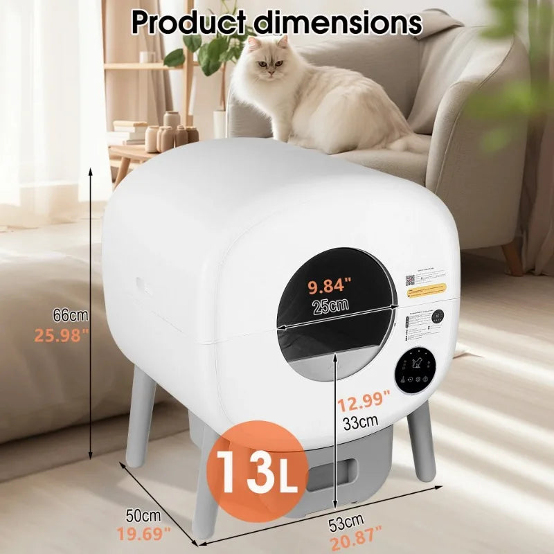 🚽 Extra Large Automatic Self-Cleaning Litter Box – App-Controlled, Odor-Free Smart Cat Box for Multiple Cats with Ambient Light & Hygienic Waste Disposal