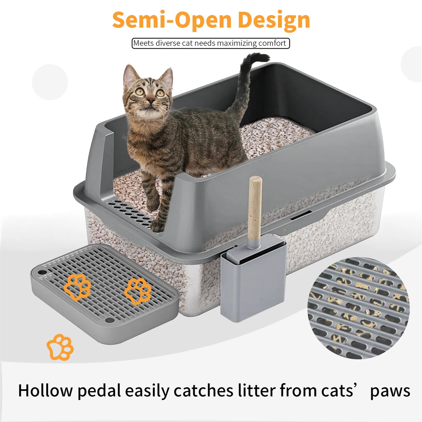 Enclosed Stainless Steel Cat Litter Box with Lid – Extra Large High-Walled Metal Tray for Big Cats & Kittens