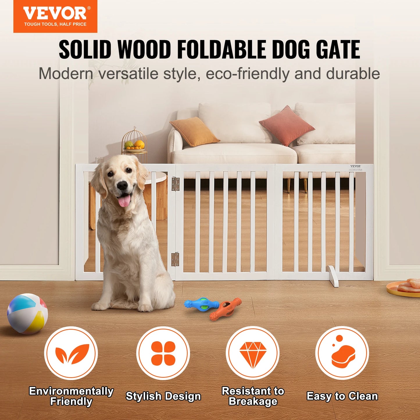 Free Standing 3 Panel Foldable Pet Gate