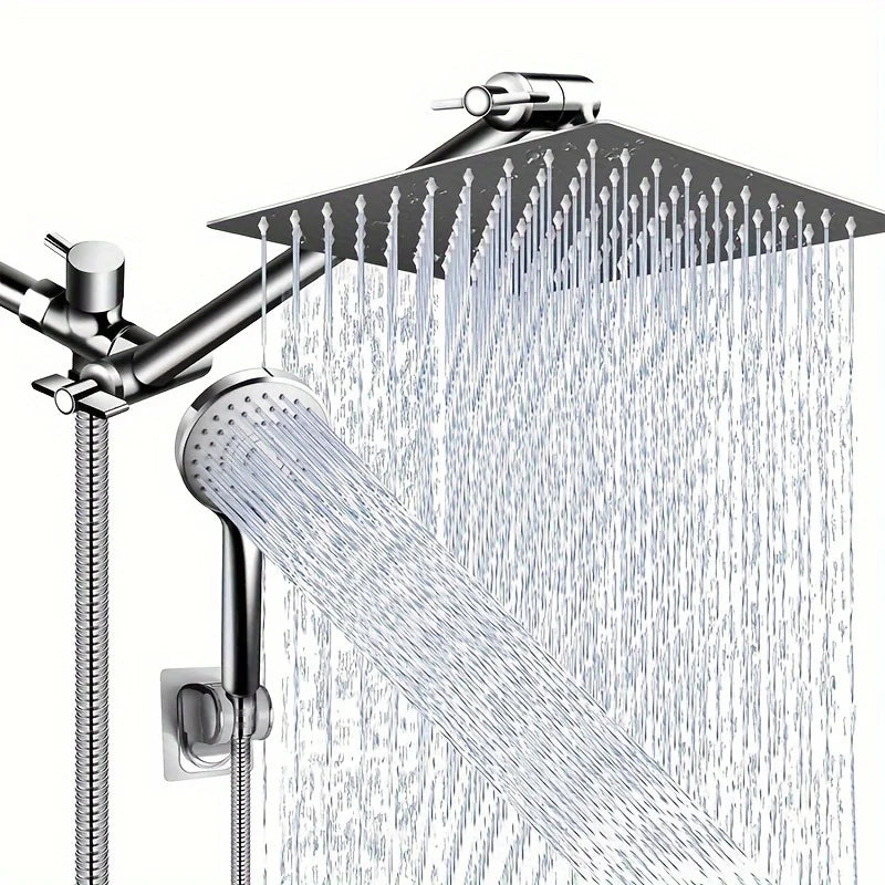 Chrome-Plated Concealed Stainless Steel Shower Set with Pressurized Top Spray & Extended Lever Arm – Bathroom Toilet Spray Kit