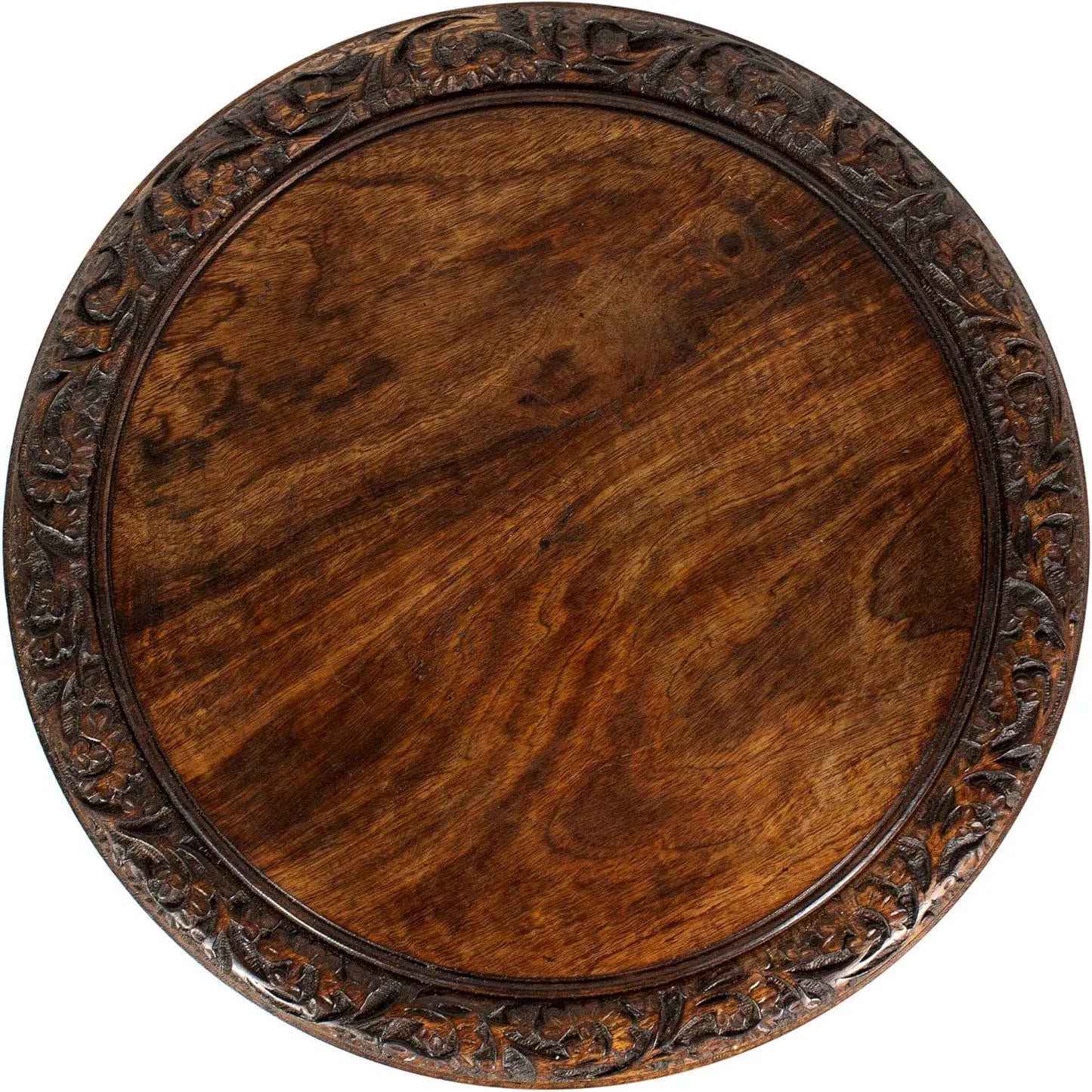 Hand Carved Vintage Solid Wood Accent End Table