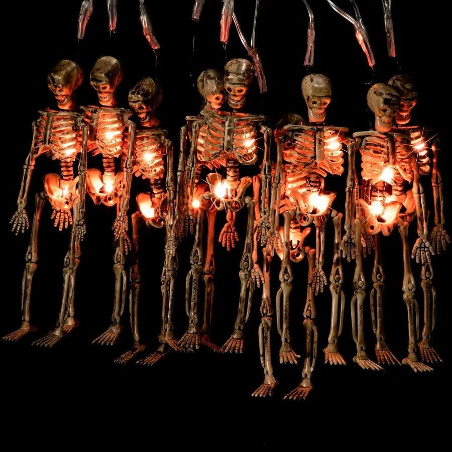 Halloween Skeleton Skull Lighted Holiday Display – Waterproof, Battery Operated with 20 LEDs & 8 Lighting Modes