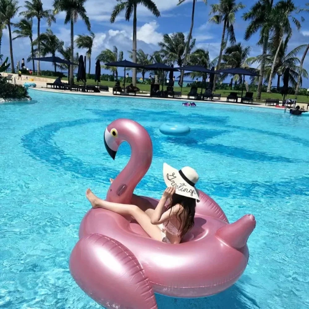 Inflatable Flamingo Pool Float Lounge Chair – Summer Air Mattress with Handles, Floating Bed for Outdoor Water Fun