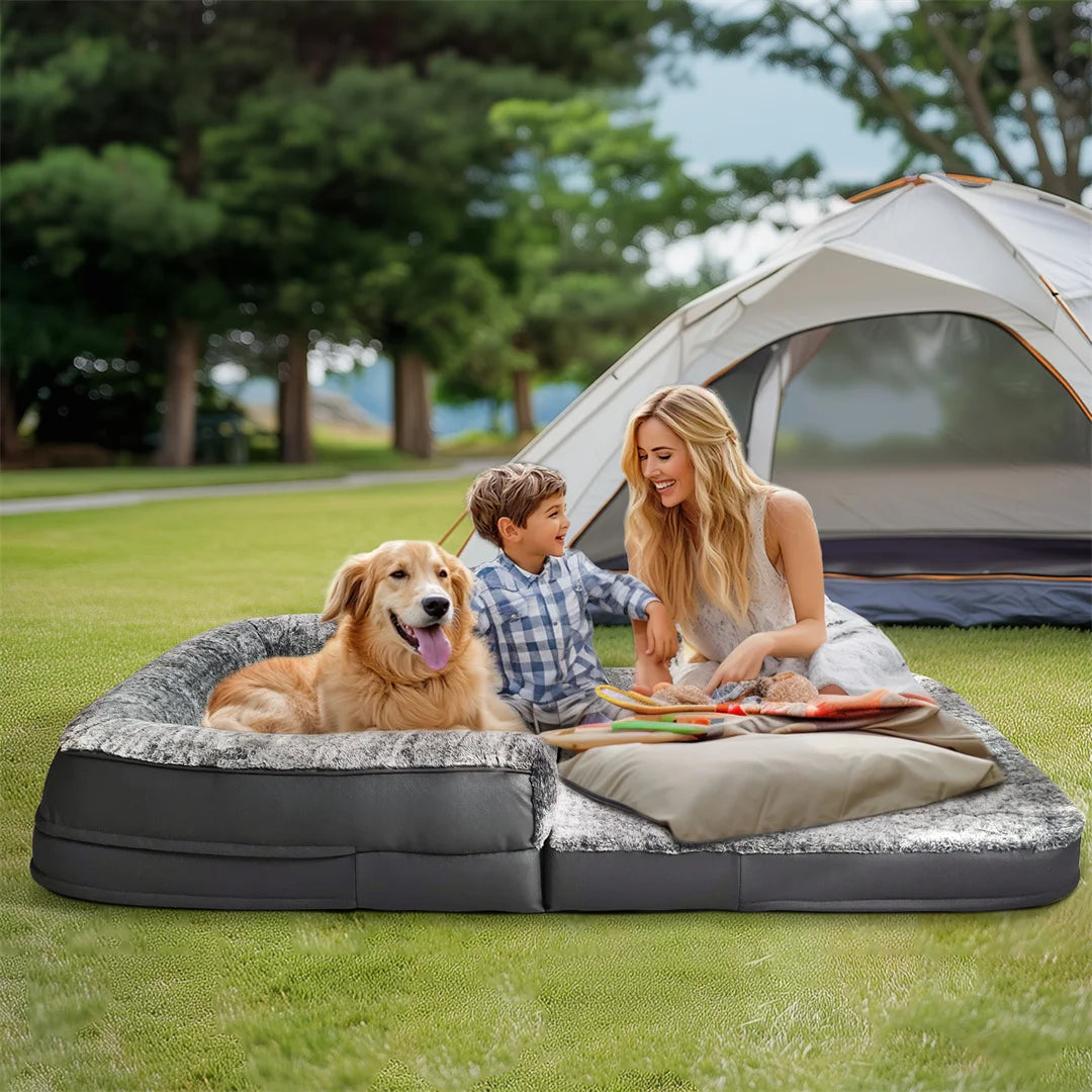 180cm Long Human-Size Giant Dog Bed – Foldable Orthopedic Calming Plush Pet Bed