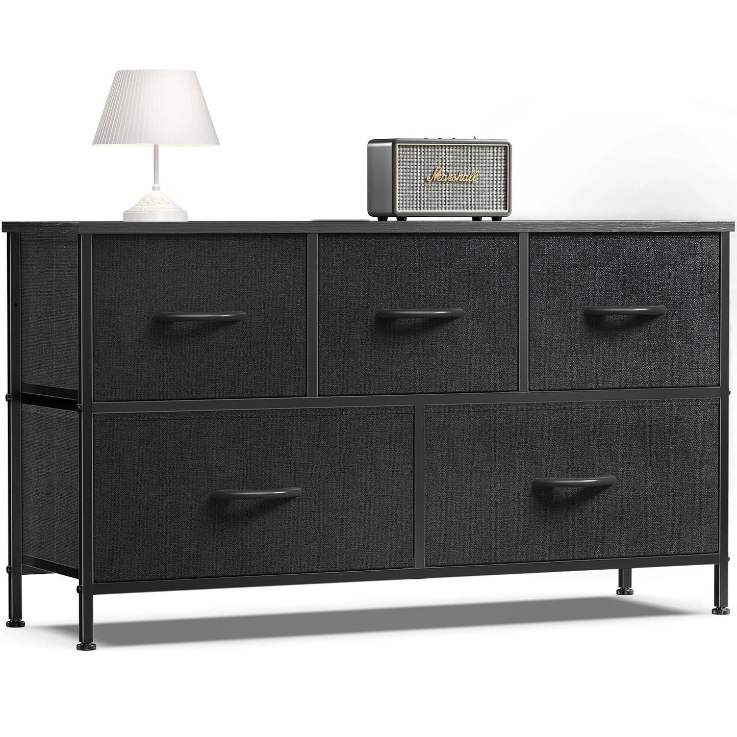 JHK Display Cabinet With 5 Fabric Drawers