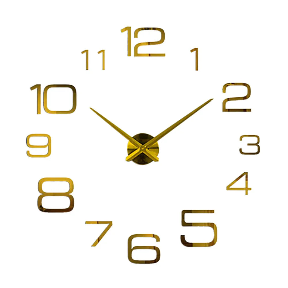 Creative Digital Large Mirrored Number DIY Wall Clock