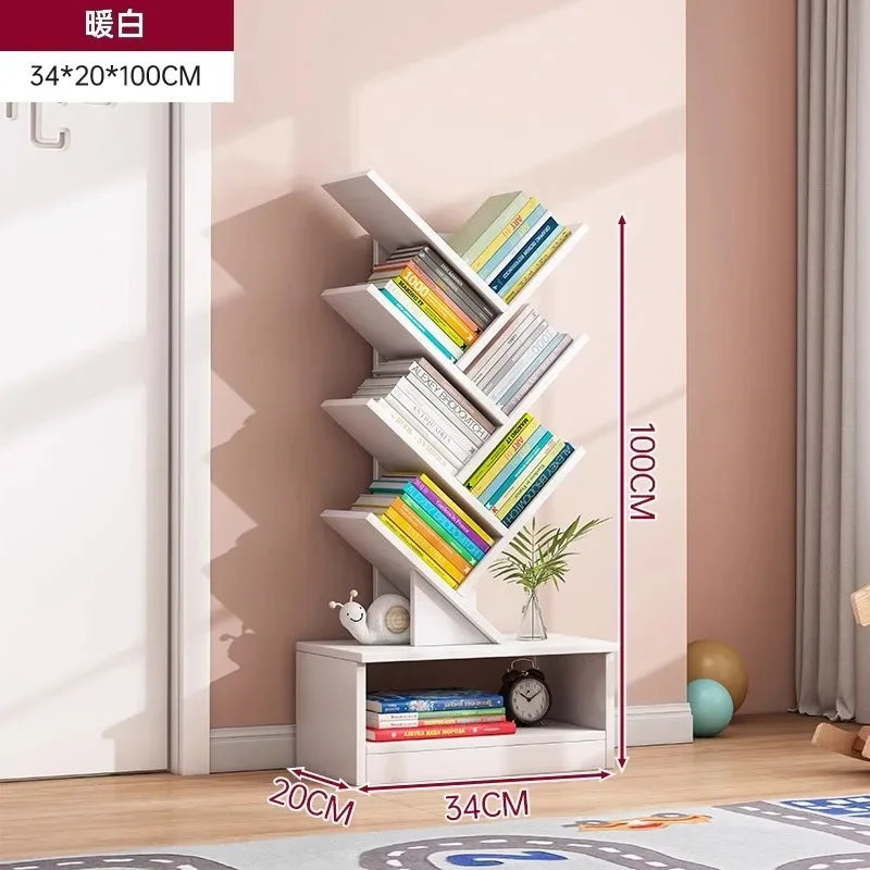 Standing Wooden Storage Rack Bookshelf