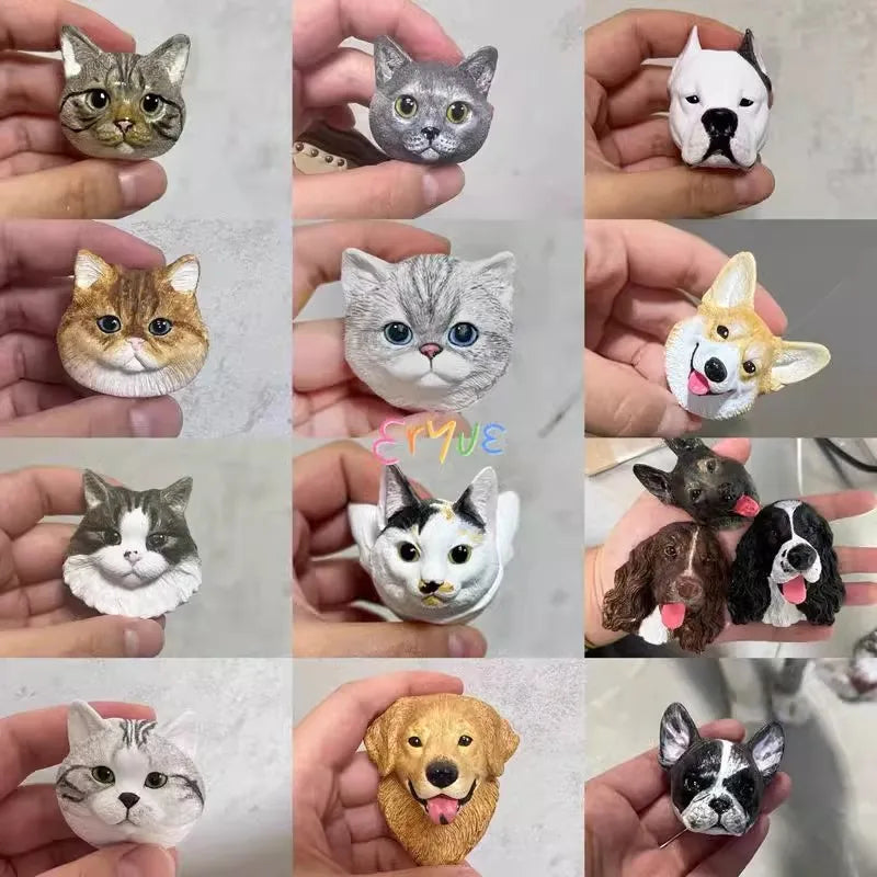 3D Dimensional Pet Cat Portrait Pet Customized Cat Keychain Fridge Magnets Dog Memorial Plaster Portrait Gift