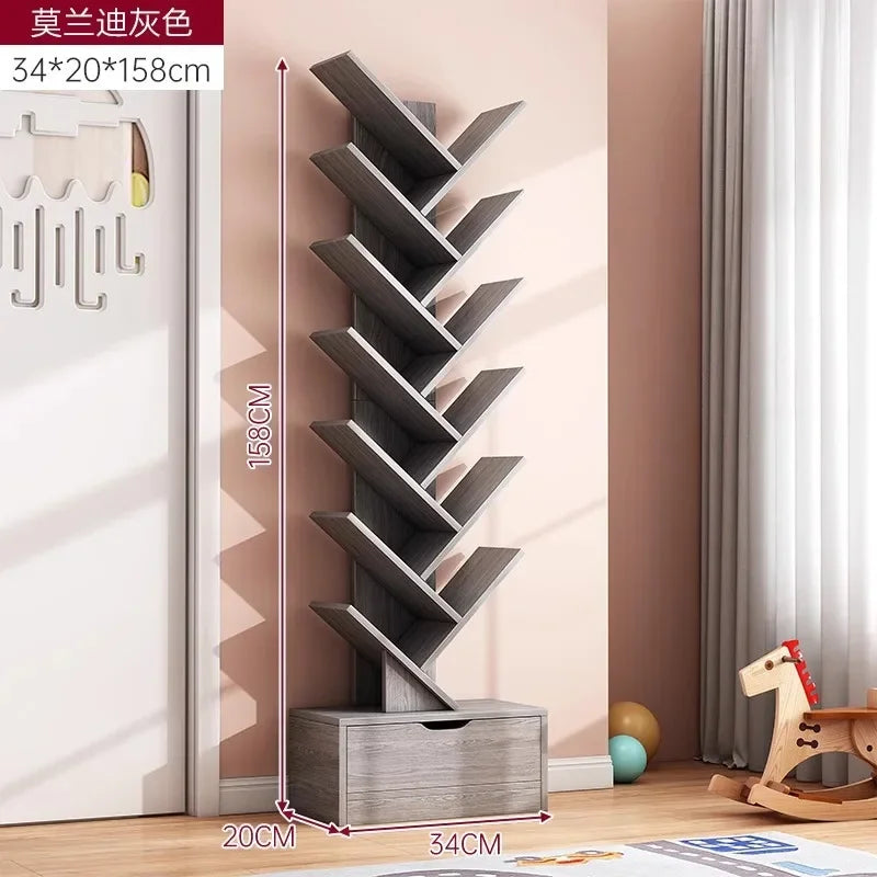 Standing Wooden Storage Rack Bookshelf