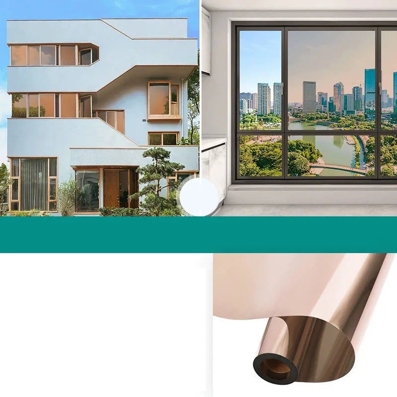 Household One-Way Mirror Window Film – Insulated Privacy & Sun Protection Glass Sticker for Home, Office, Balcony