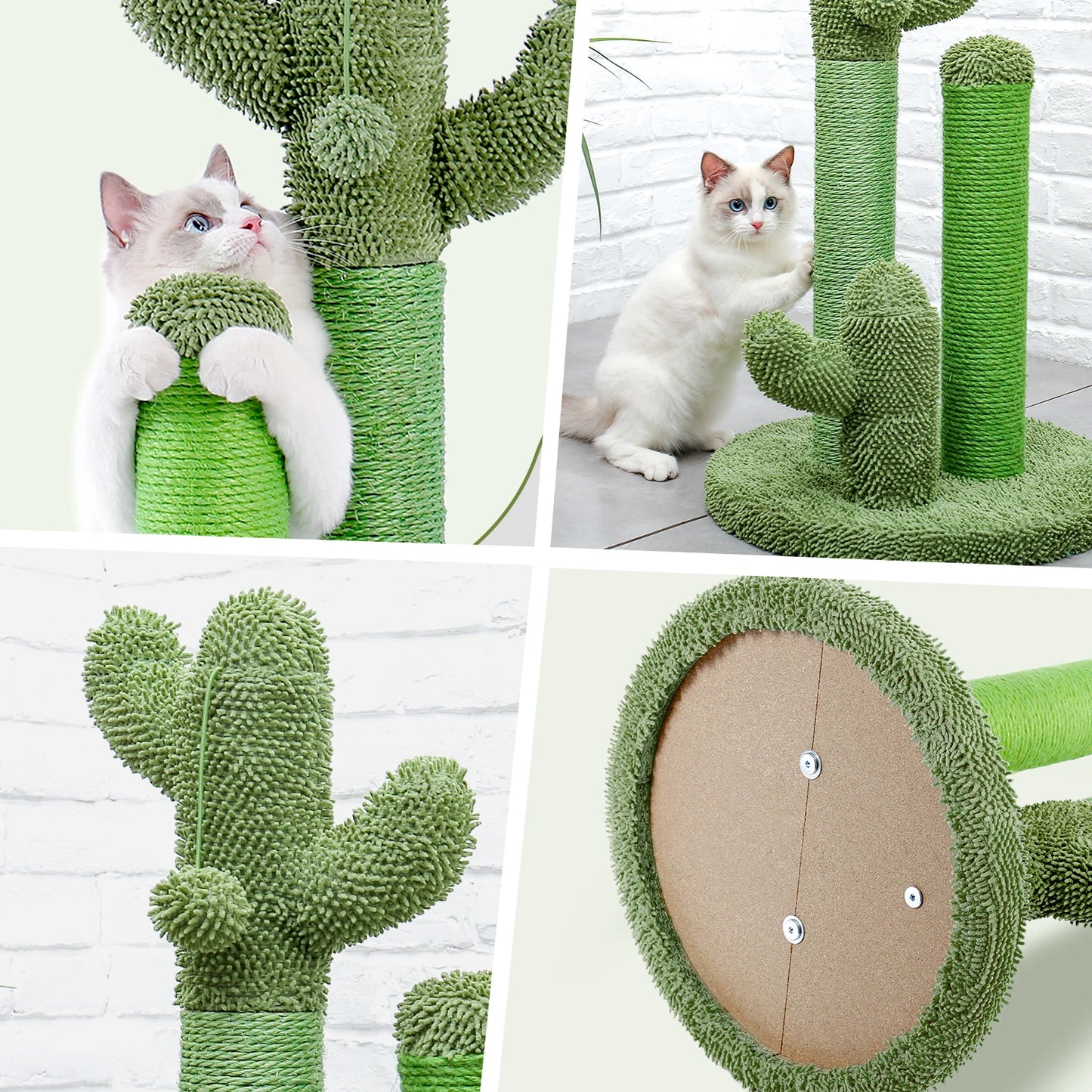 Cactus Cat Scratcher  with 3 Scratching Poles and Interactive Dangling Ball