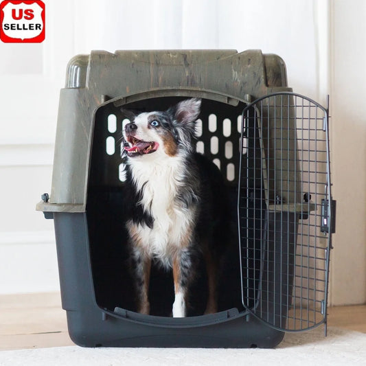 Large Plastic Dog Kennel – Portable Outdoor & Indoor Pet Carrier Crate with 360° Ventilation | Suitable for Dogs 70-90 lbs