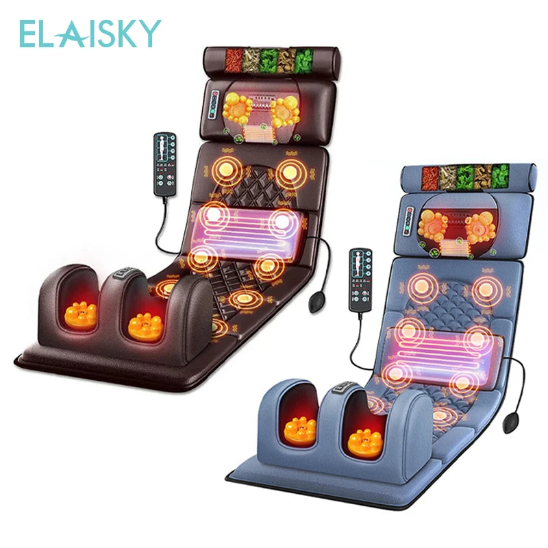 Electric Massage Mattress – Full Body Vibrating & Heating Infrared Massager Cushion for Neck, Back, Waist, Legs & Feet Pain Relief