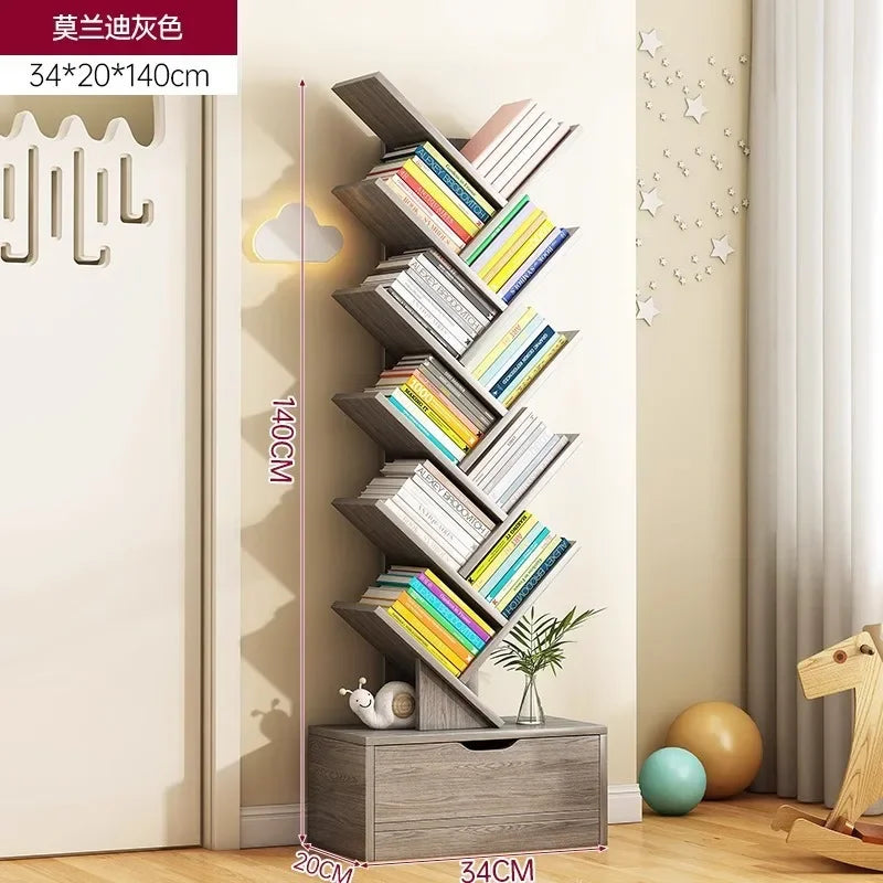 Standing Wooden Storage Rack Bookshelf