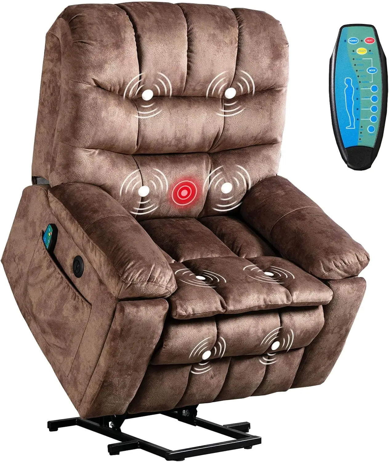 Large Power Lift Recliner Chair with Massage & Heat for Elderly – Oversized Electric Lift Chair for Seniors, Dark Grey