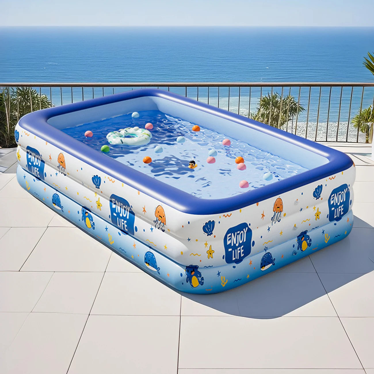 1PC Large Inflatable Swimming Pool – Vibrant Color Design for Backyard & Family Fun
