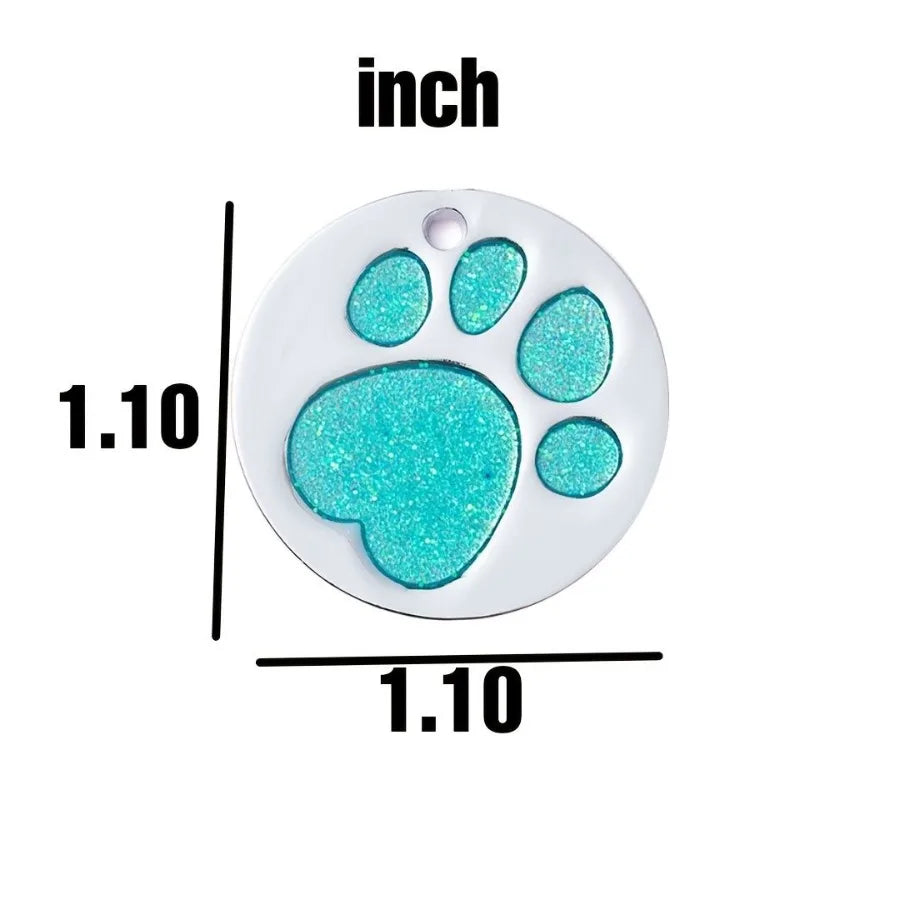 Personalized Round Pet ID Tags – Engraved Dog & Cat Tags with Footprints Design, Anti-Lost Custom Name Tags
